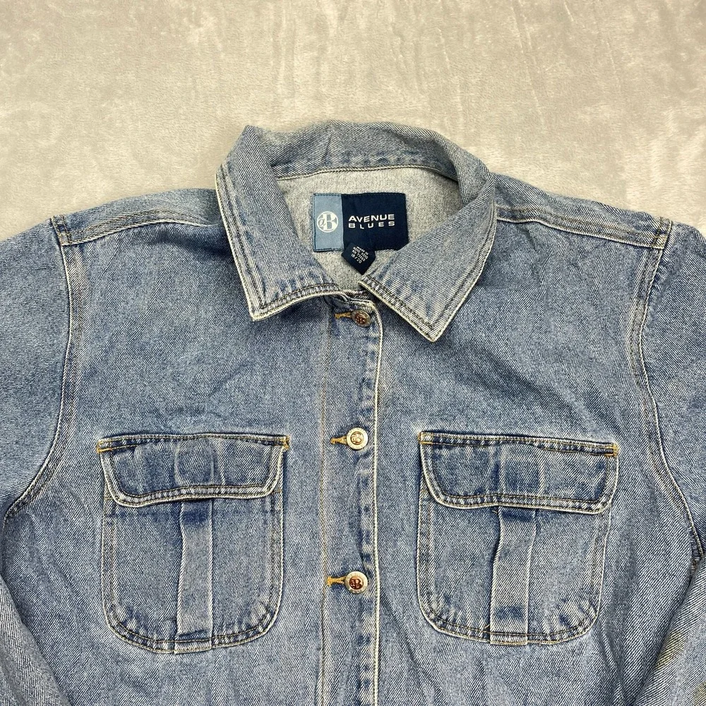 Avenue Blues Denim Chore Barn Jacket Girls‎ 18/20 Blue Medium Wash Button Front